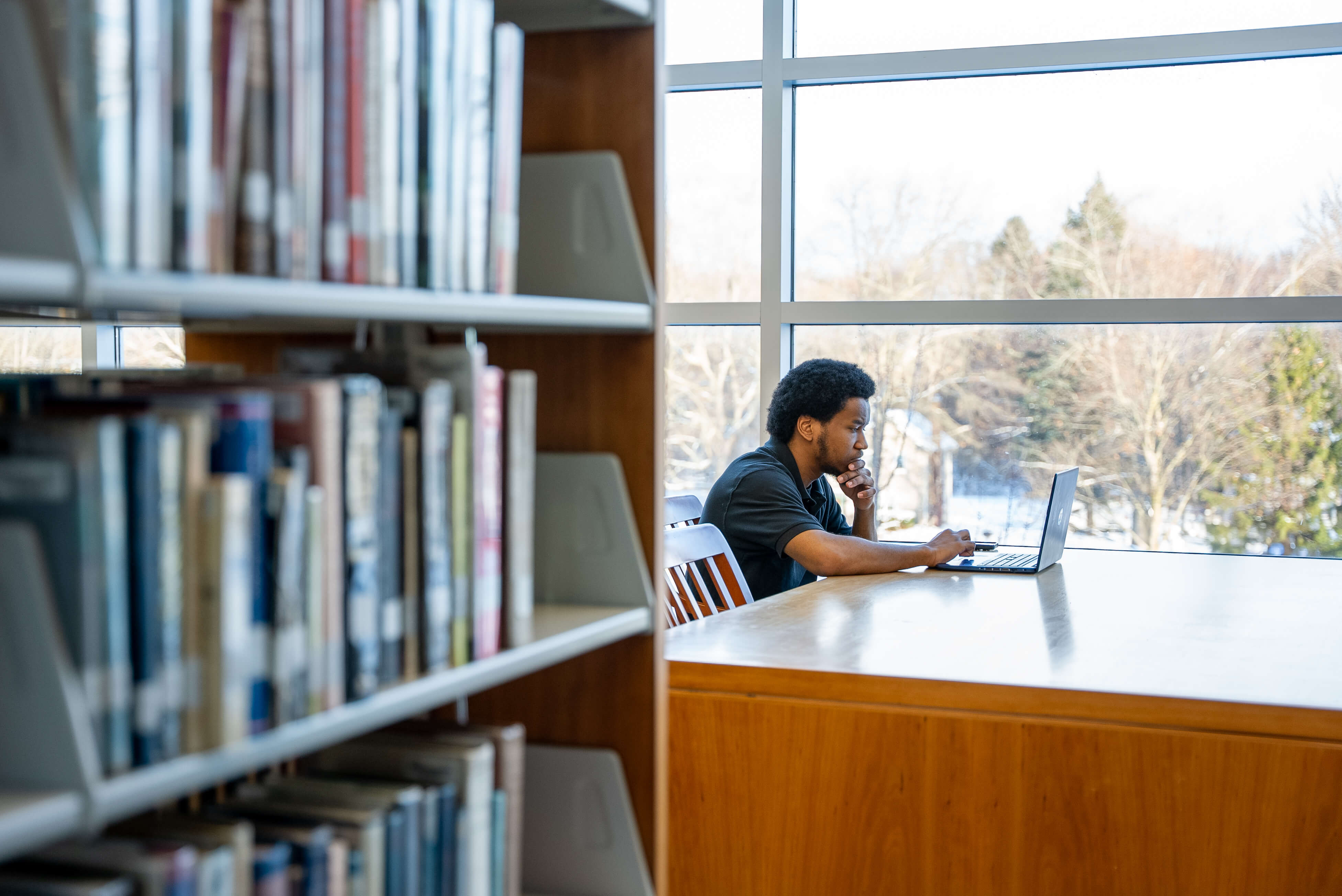 A student deep in thought