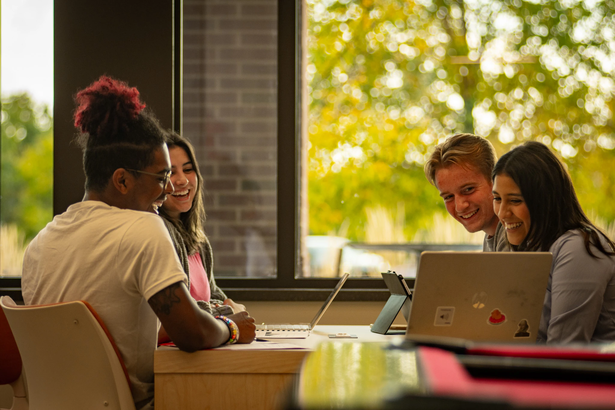 A group of students studying